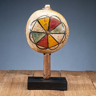 Wilson Tawaquaptewa (Hopi, 1871-1960) Attributed Polychrome Gourd Rattle, From the Collection of Dick Jemison