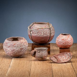 Zuni White on Red Pottery Jars, From an Estate in Sinking Springs, Ohio 