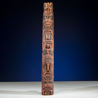 Northwest Coast Carved Wood Model Totem Pole **UPDATED DATE**