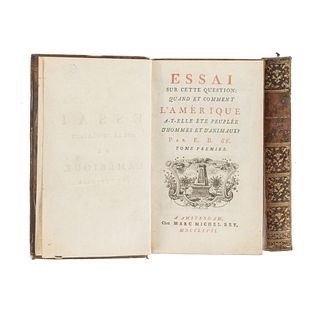 Engel, Samuel (E. B. d'E.). Essai sur cette Question: Quand et Comment l'Amérique a-t-elle été Peuplée... Amsterdam, 1767. Piezas: 2.