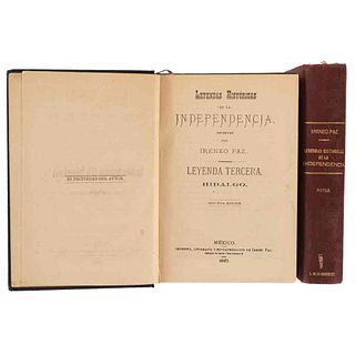 Paz, Ireneo. Leyenda Tercera, Hidalgo /Leyenda Quinta, Mina. México, 1887 / 1890. Piezas: 2.