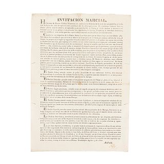 Andrade, José Antonio. Invitación Marcial. Guadalajara, agosto 13 de 1821. Rúbrica.