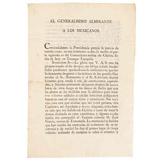 Iturbide, Agustín de. El Generalísimo Almirante a los Mexicanos. México, 4 de abril de 1822.