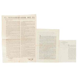Quintanar, Luis - Corro, José - Cumplido, Juan. Circular y Bandos sobre la División Territorial y Colonización de Jalisco. 1824 / 1825.