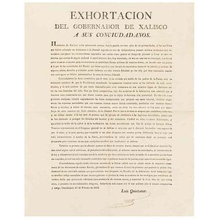 Quintanar, Luis. Exhortación a Respaldar la Acta Constitutiva de la Federación Mexicana... Guadalajara, 10 de febrero de 1824. Rúbrica.