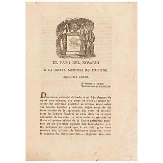 El Payo del Rosario. A la Grata Memoria de Iturbide. Segunda Parte. México: Oficina de la Testamentaria de Ontiveros, 1826.