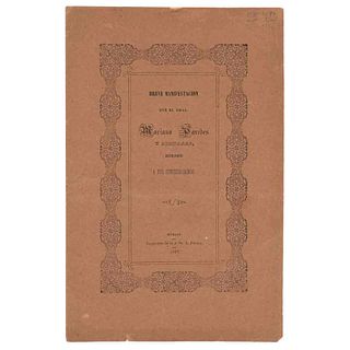 Breve Exposición que el General Mariano Paredes y Arrillaga hace á sus Conciudadanos... México: Imprenta de J.M. Lara, 1847. 1a edición