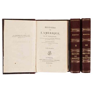 Robertson, William. L'Histoire de l'Amérique. Paris: Chez Janet et Cotelle, 1818. Cuatro mapas y una lámina. Piezas: 3.