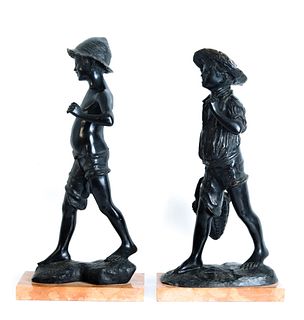 Pair, Bronze Figural Sculptures, after De Martino