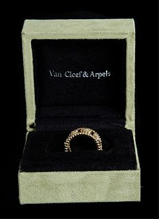 Attr. VCA 18K YG Perlee Clover Ring w/Diamonds