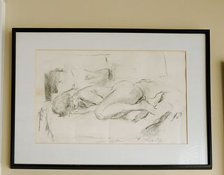 Roman Chatov Study Nude Sleeping, Charcoal