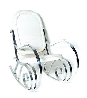 Attr. Maison Jansen MCM Chrome Rocking Chair