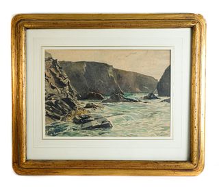 Henry Matthew Brock, Rocky Coast Scene, Watercolor