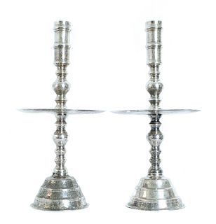 Pair, Silver Altar Candlesticks Candle Holders