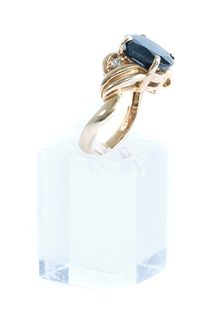 10K YG Sapphire and Diamond Ring, Size 6