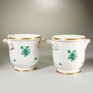 Pair Continental porcelain cachepots