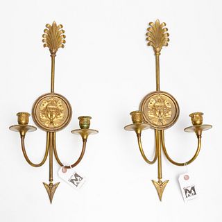 Pair French Empire style wall sconces