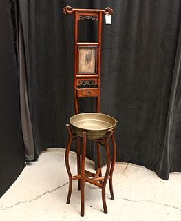 Chinese hardwood wash stand and bowl