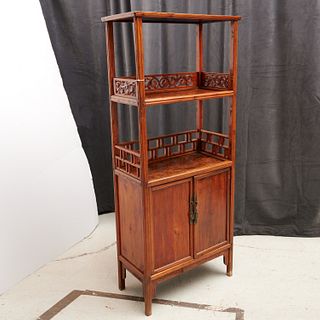 Antique Chinese hardwood etagere cabinet