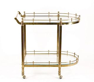 Hollywood Regency Bar Cart with Glass Galleries