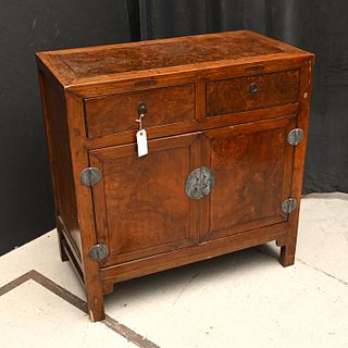 Chinese burl wood cabinet