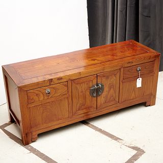 Antique Chinese hardwood low cabinet