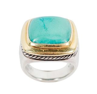 David Yurman 18k Gold, Sterling & Turquoise Ring