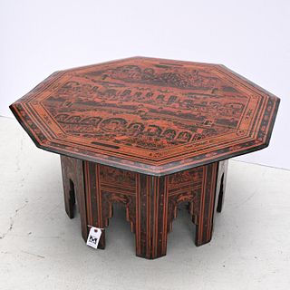 Burmese Yun-De lacquer octagonal low table