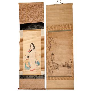 Japanese School, (2) large scroll paintings