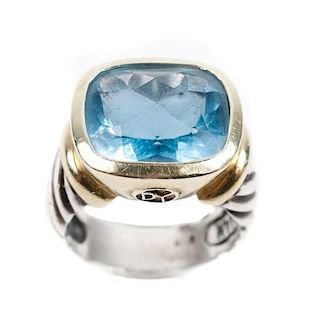 Yurman 14k, Sterling & Blue Topaz Noblesse Ring