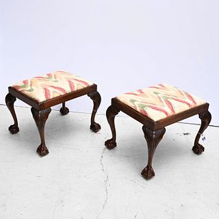 Nice pair Chippendale style mahogany stools
