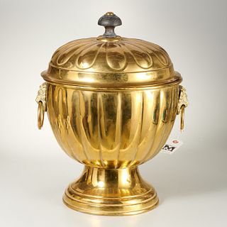 Large English brass coal hod or kindling urn