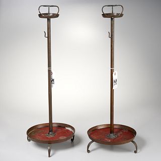 Pair Japanese bronze Shokudai candlesticks