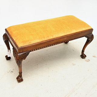 Chippendale style upholstered bench