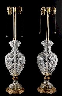 Pair, Marbro Hollywood Regency Crystal Table Lamps