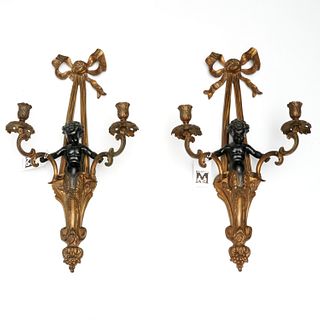Pair Louis XVI style gilt metal sconces