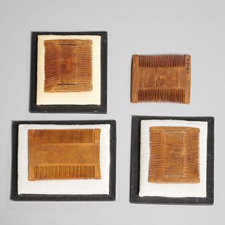 (4) Egyptian style wooden combs, ex-museum