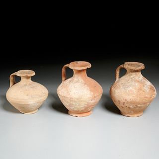 (3) Roman style earthenware jugs, ex-museum