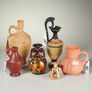 (6) ancient clay vessel replicas, ex-museum