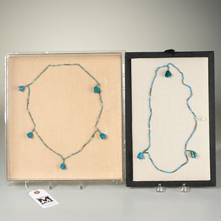 Pair Ancient Egyptian faience beaded necklaces