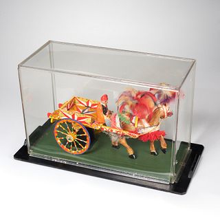 Sicilian folk art cart and horse model, ex-museum