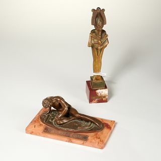 (2) Greek & Egyptian style bronzes, ex-museum