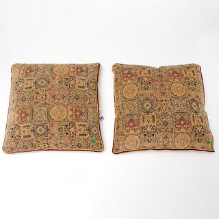 Pair large woven decorator throw pillows