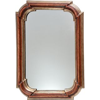 Designer silvered wood wall mirror