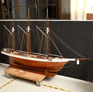 Very large wooden model, 3-masted sailing ship