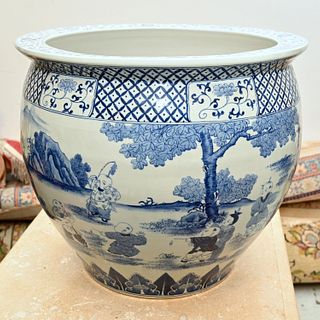 Chinese blue & white porcelain fish bowl