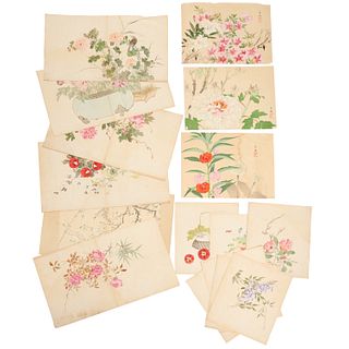 Collection antique Asian watercolor paintings