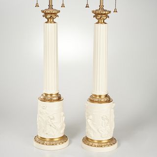 Pair Greco-Roman style table lamps