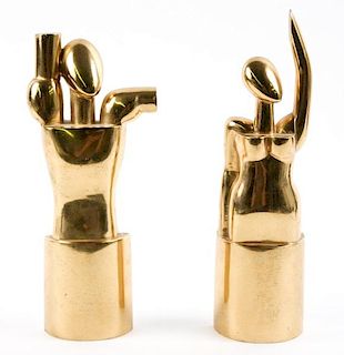 Pair, 1977 Gilt Bronze Modern Figural Sculptures