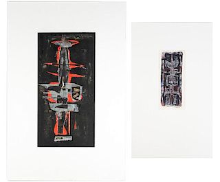 Two Gouache On Paper Works by Andre Brechet